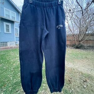 Brandy Melville Sweatpants Rosa Navy Blue OSFA New York Logo NY Joggers